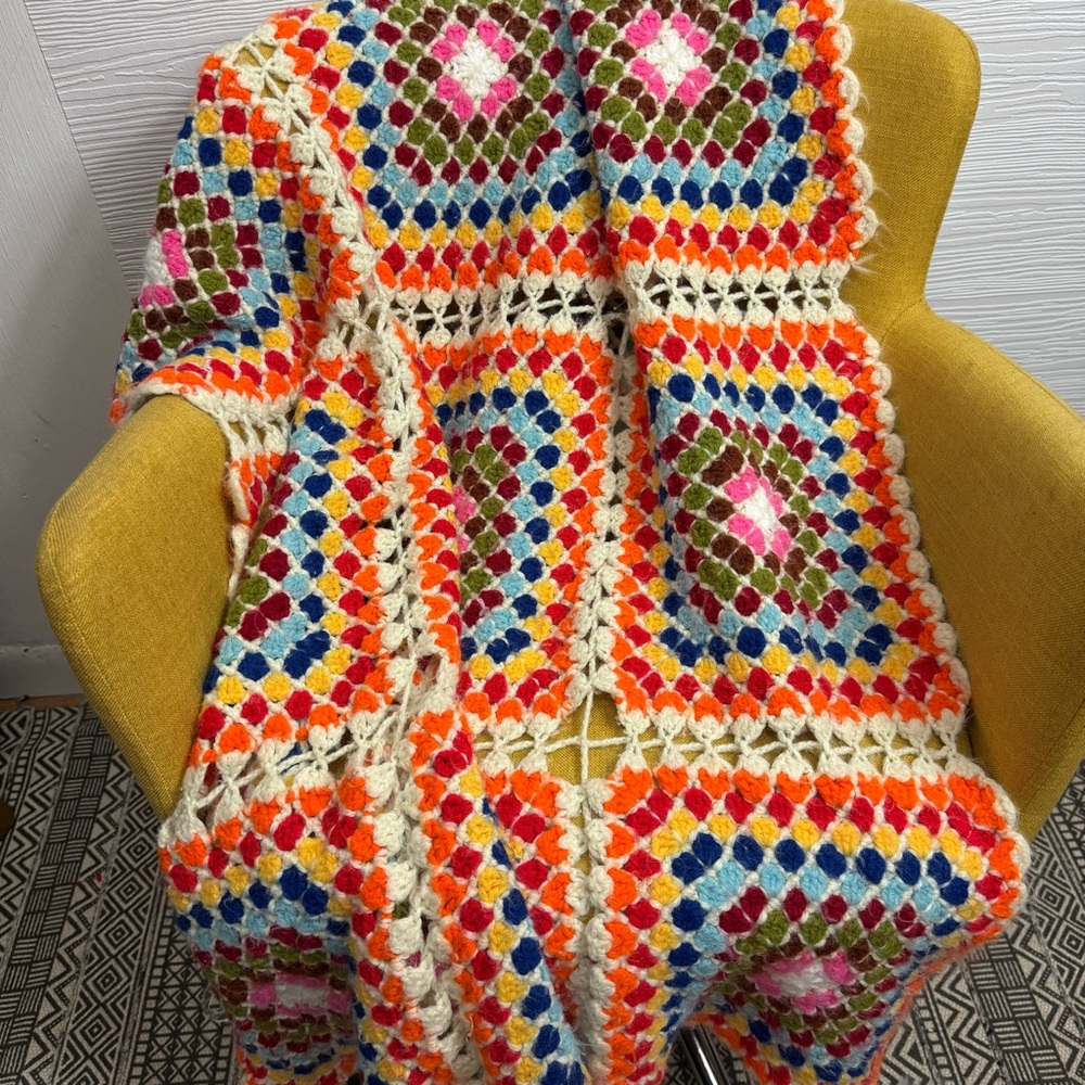 Colorful Granny Square Crochet Blanket - Picture 6 of 9